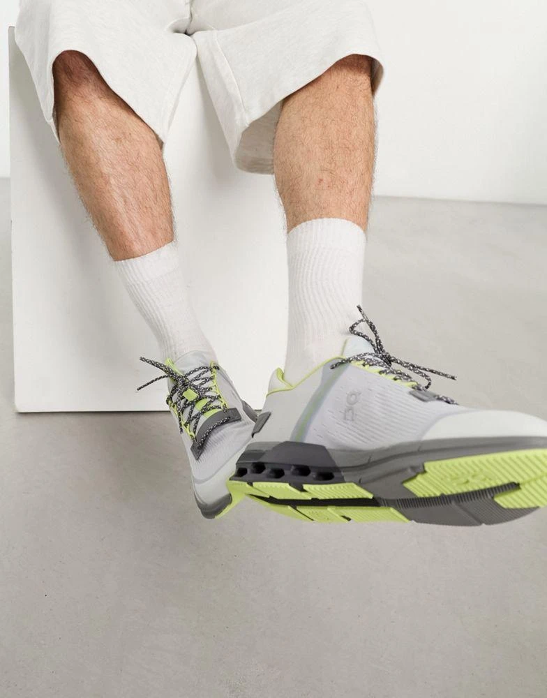 On ON Cloudnova Flux all day trainers in glacier and zest 3