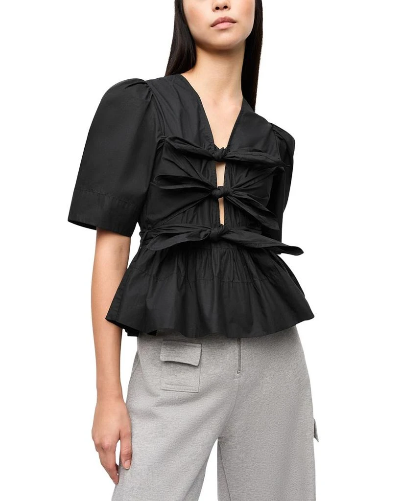 Ganni Tie Front Peplum Top 1