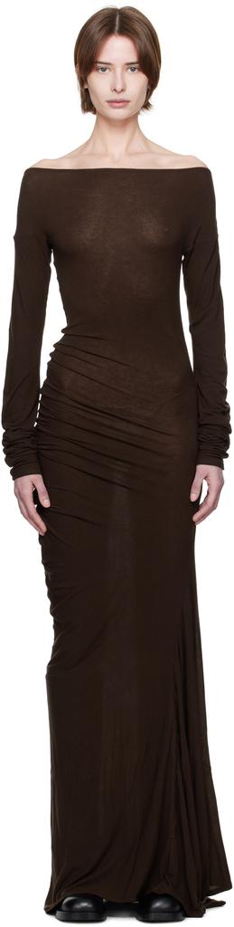 HOLZWEILER Brown Estella Solid Maxi Dress