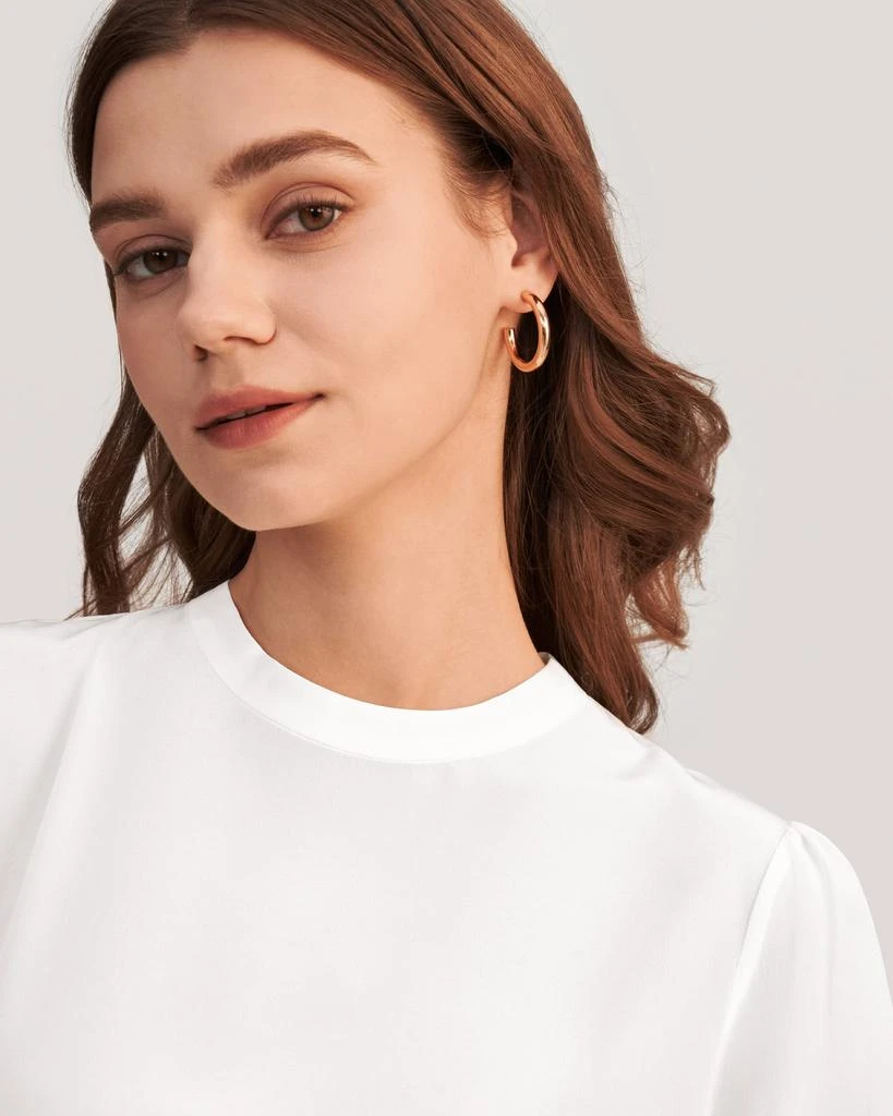 LILYSILK Elegant Casual Silk Tee With Rib Cuff for Women 4