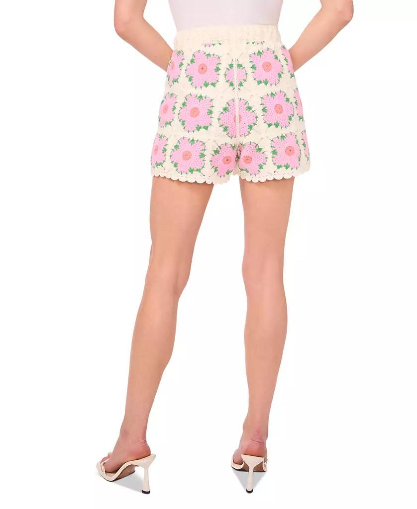 CeCe Women's High-Rise Crochet Flower Shorts