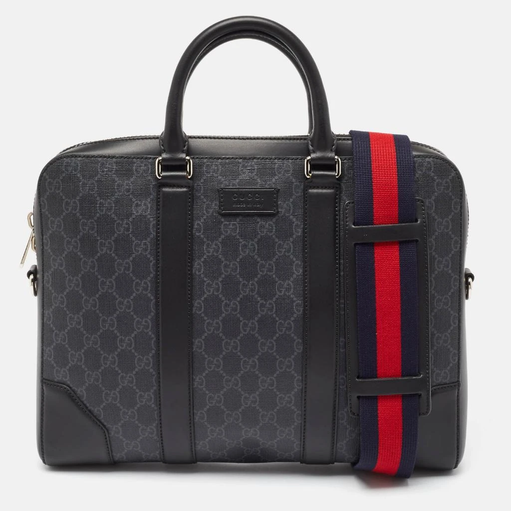 Gucci Gucci Black GG Supreme Canvas and Leather Briefcase Bag 1