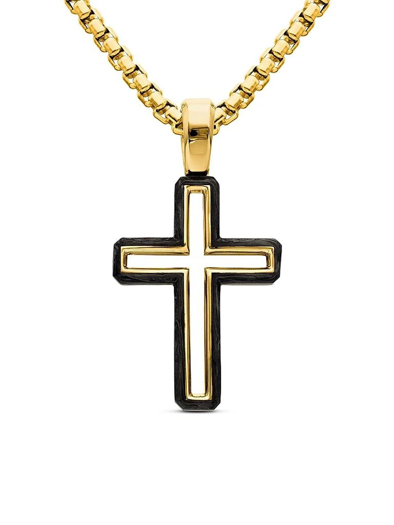 David Yurman Forged Carbon Cross Pendant in 18K Yellow Gold, 24mm 1