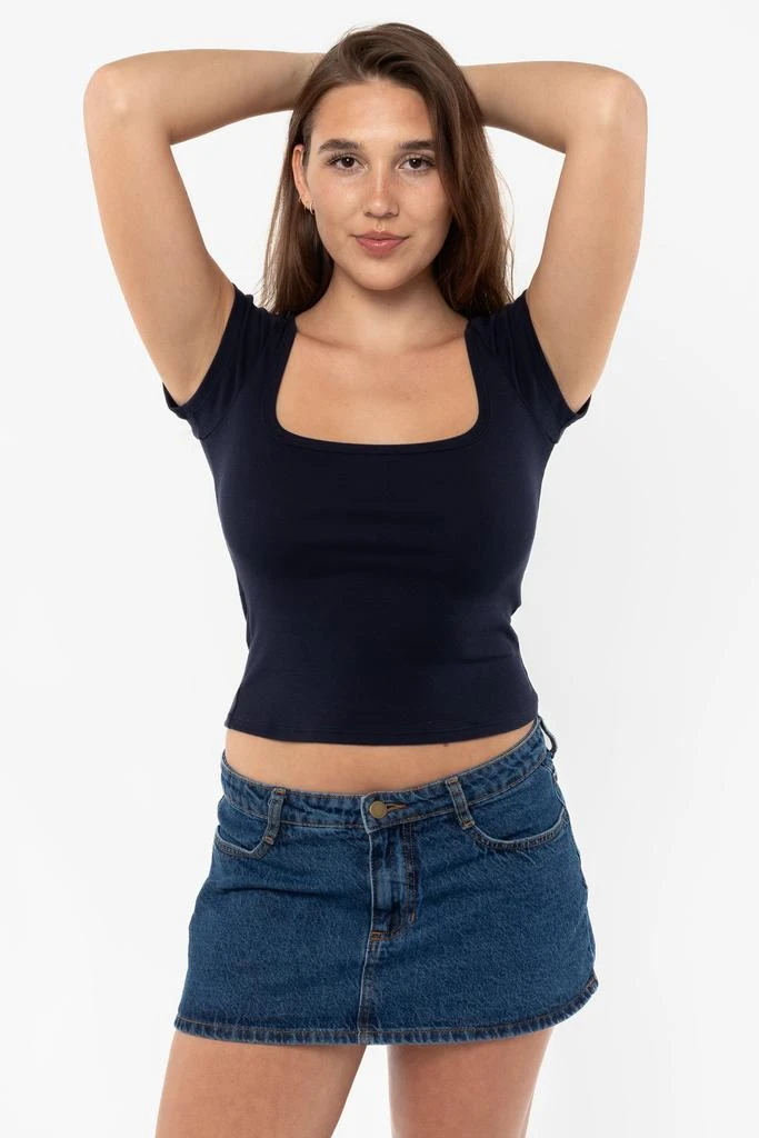 Los Angeles Apparel 43023 - Baby Rib Square Neck Cap Sleeve Tee 10
