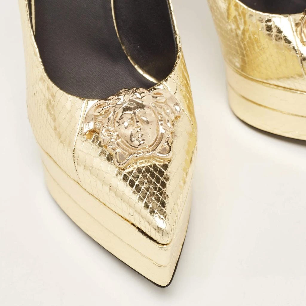 Versace Versace Gold Embossed Python Medusa Double Platform Pumps Size 39.5 7