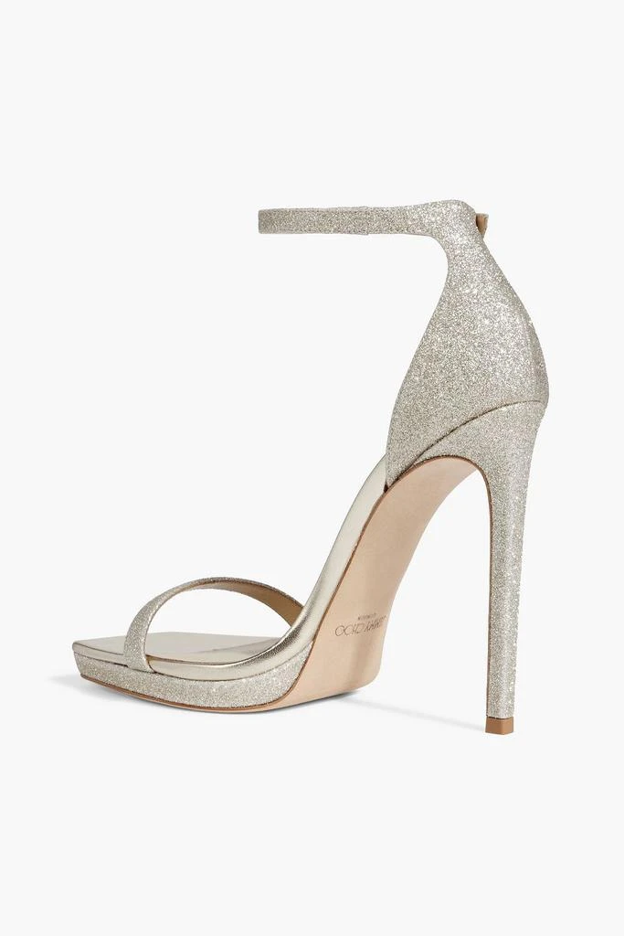 Jimmy Choo Alva 120 glittered metallic leather platform sandals 3