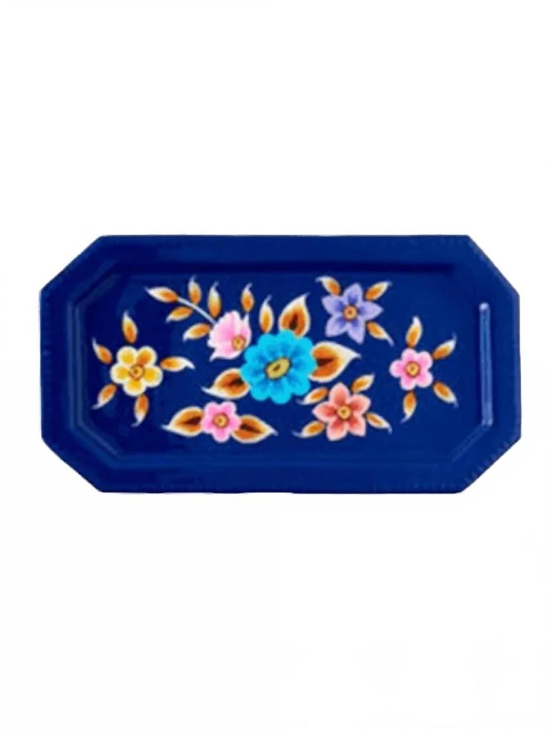 One Hundred 80 Degrees Floral Trinket Tray In Royal Blue