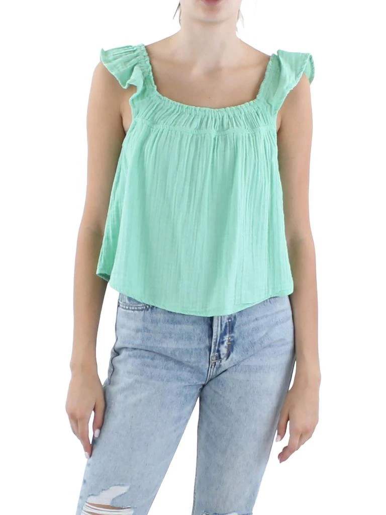 Derek Heart Juniors Womens Cotton Ruffle Strap Pullover Top 1