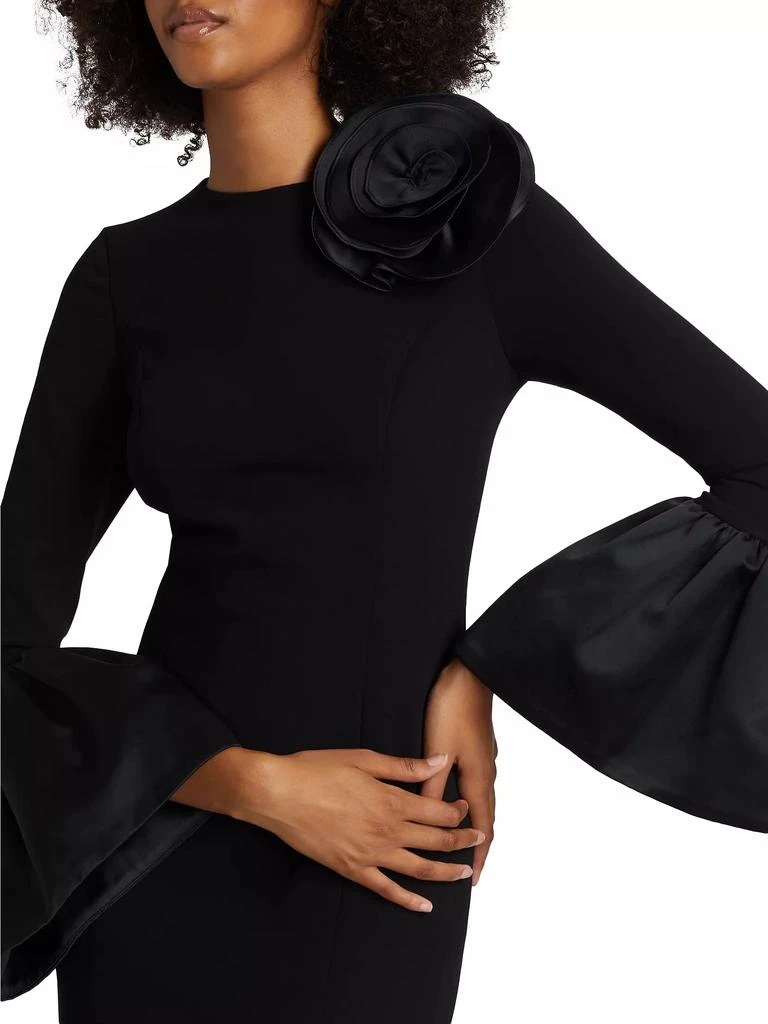 Teri Jon Satin Rosette Crepe Cocktail Dress 6