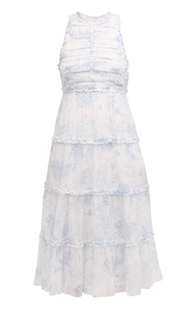 Cinq a Sept Garden Dress In White/blue 4