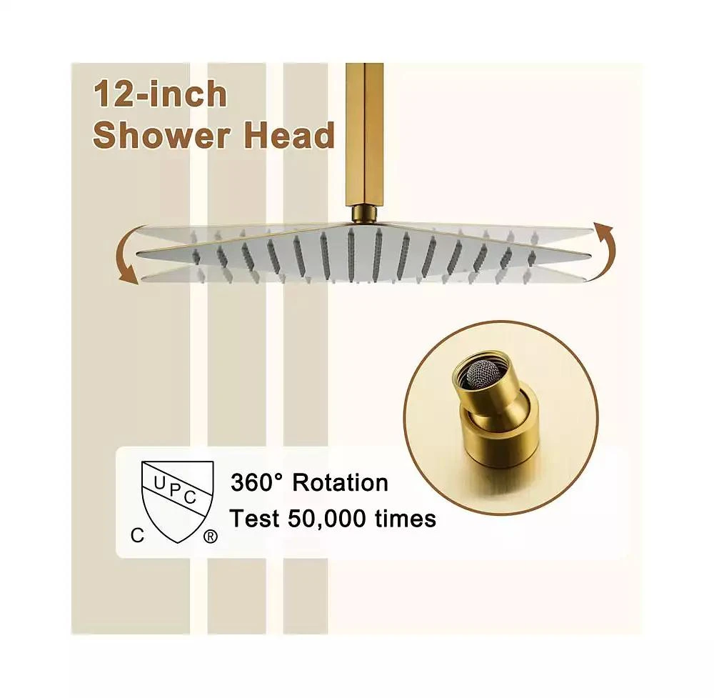 CASAINC 3 Functions 12 Inch Ceiling Mounted Thermostatic Shower System 8