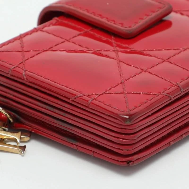 Dior Dior Red Cannage Patent Leather Lady Dior Gusset Card Case 10