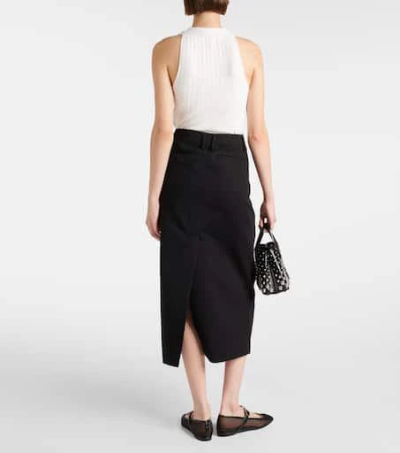 Vince Low-rise cotton-blend midi skirt 3