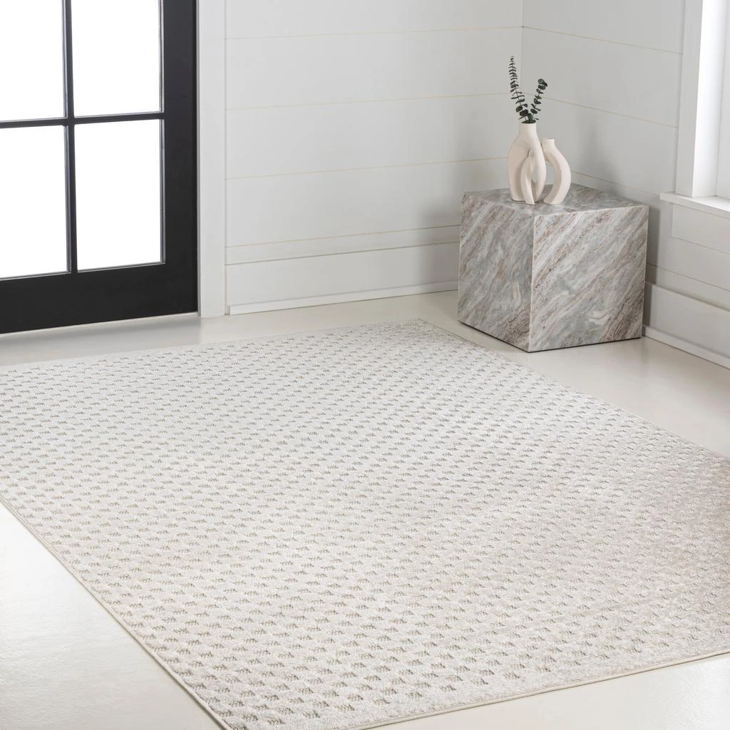 JONATHAN Y Finn High-Low Modern Minimalist Checkered Monotone Ivory/Cream Runner Rug 3