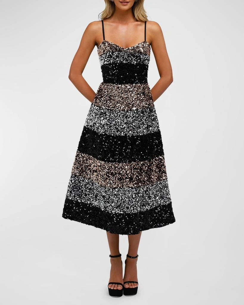 HELSI Jackie Sleeveless Striped Sequin Midi Dress 1