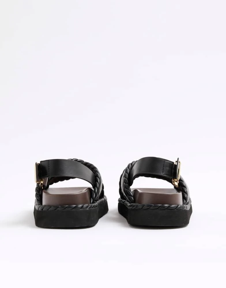 River Island River Island Cross strap chunky sandals in black 4