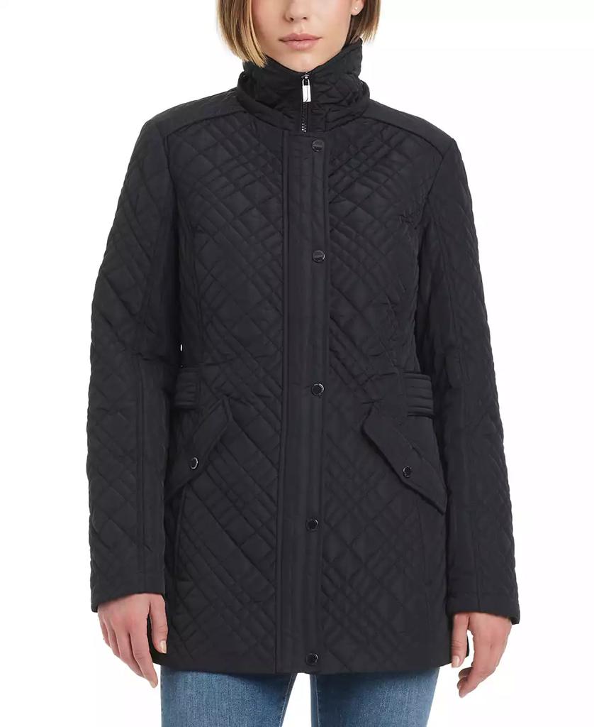 JONES NEW YORK Women's Hooded Stand-Collar Quilted Coat