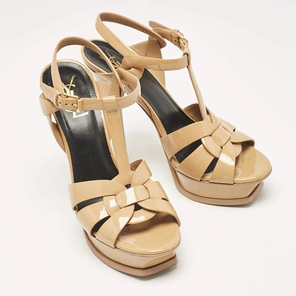 Yves Saint Laurent Saint Laurent Beige Patent Leather Tribute Sandals Size 37.5 4