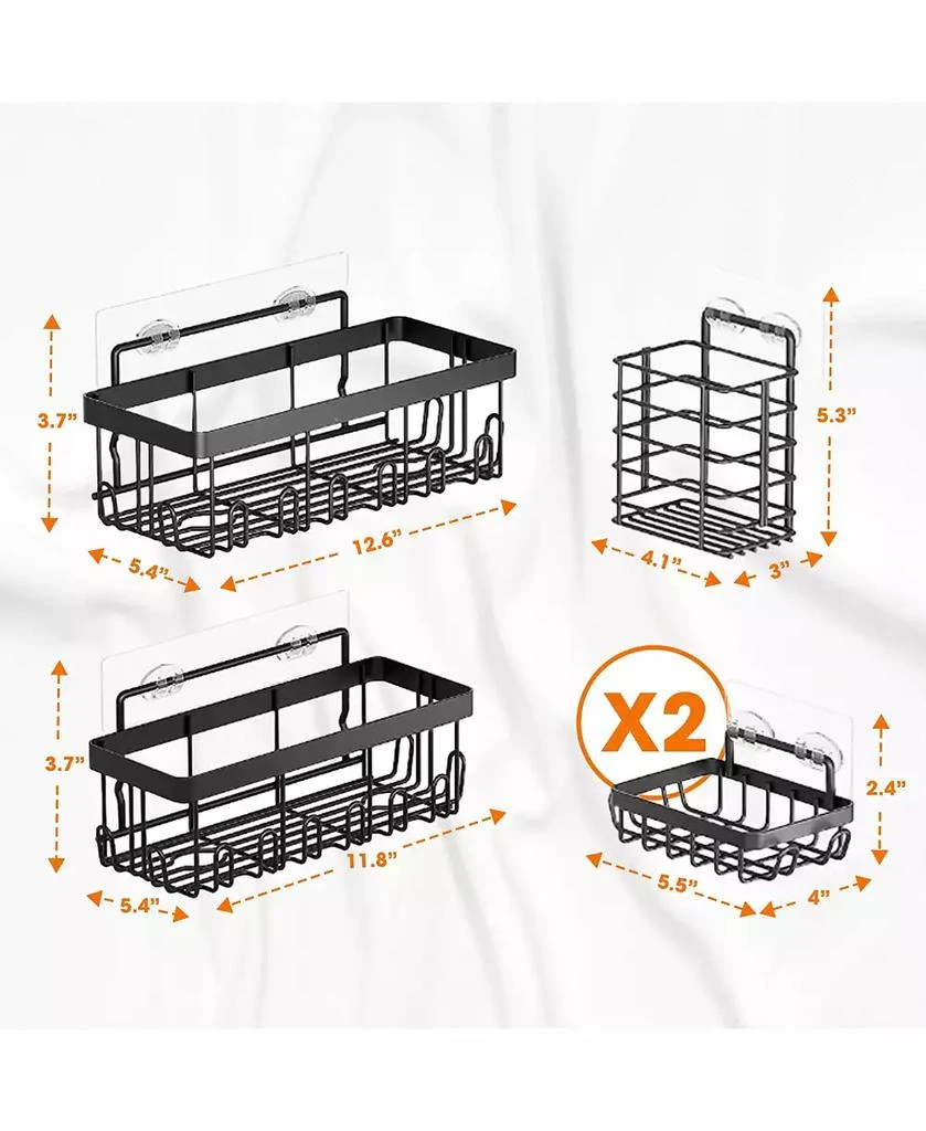 Cheer Collection Stainless Steel Self-Draining Heavy-Duty Shower Caddy 5-Pack 4