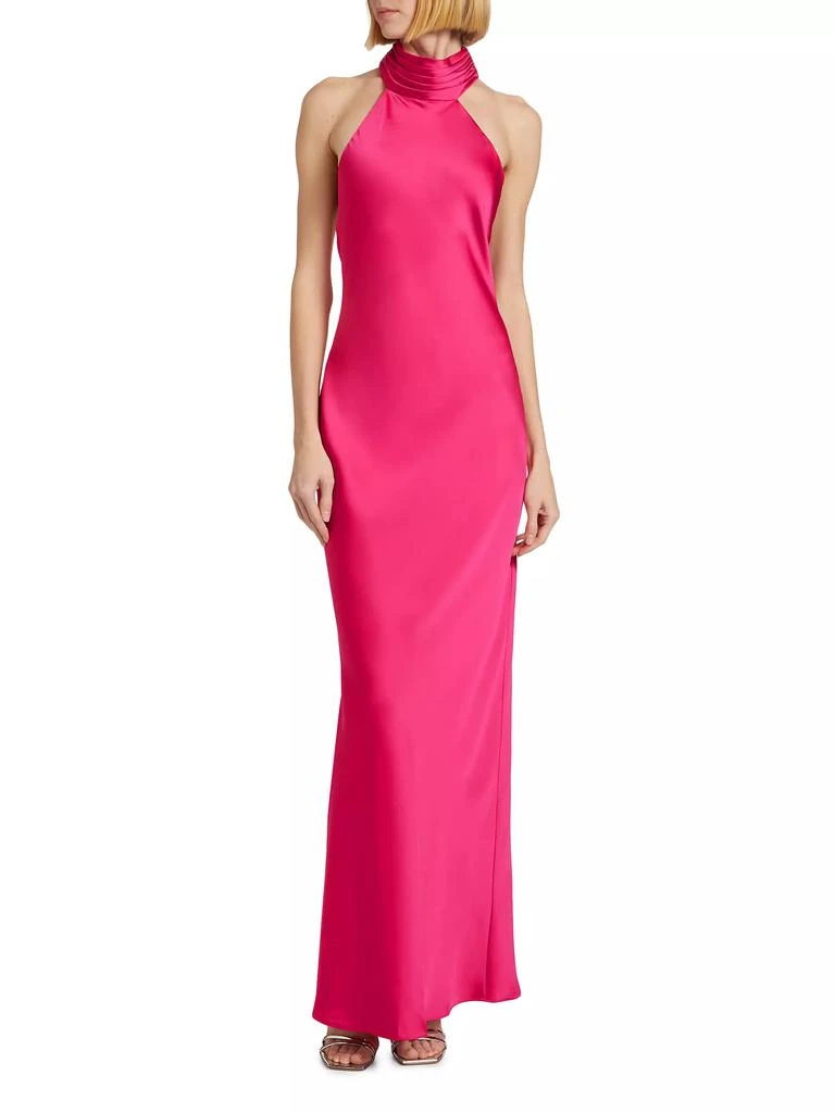 Ramy Brook Tatiana High-Neck Satin Gown 2