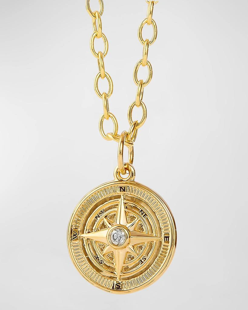 Syna 18K Yellow Gold Cosmic Maritime Compass Pendant Necklace with Diamond Bezel 1
