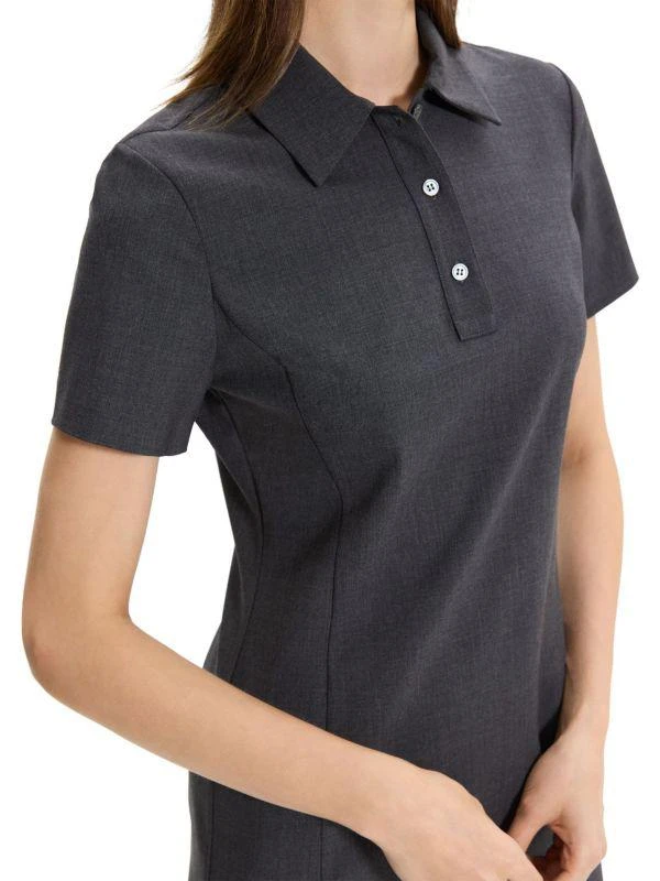 Theory Stretch Wool Knee-Length Polo Dress 4