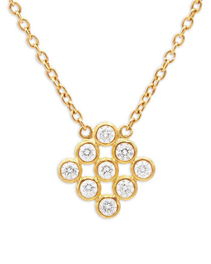 Gurhan 24K Yellow Gold Pointelle Diamond Bezel Cluster Pendant Necklace, 16-18"