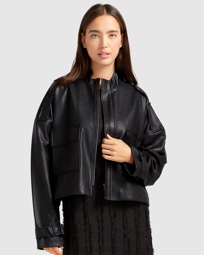 Belle & Bloom Reload Draped Leather Look Jacket