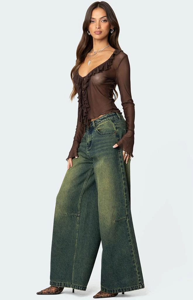 Edikted Sheer Mesh Ruffled Top 4