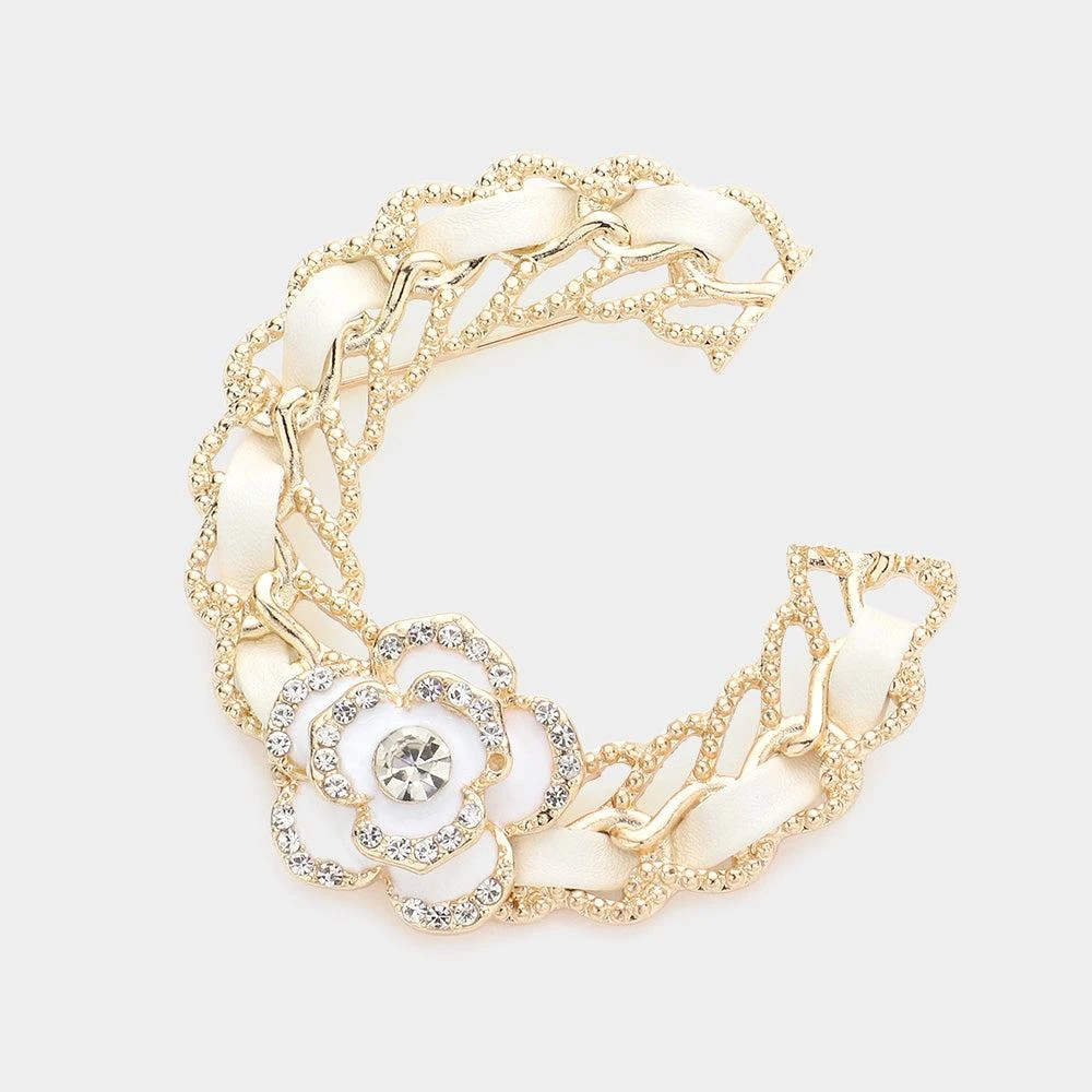 FASHNZFAB Enamel Flower Accented Pin Brooch