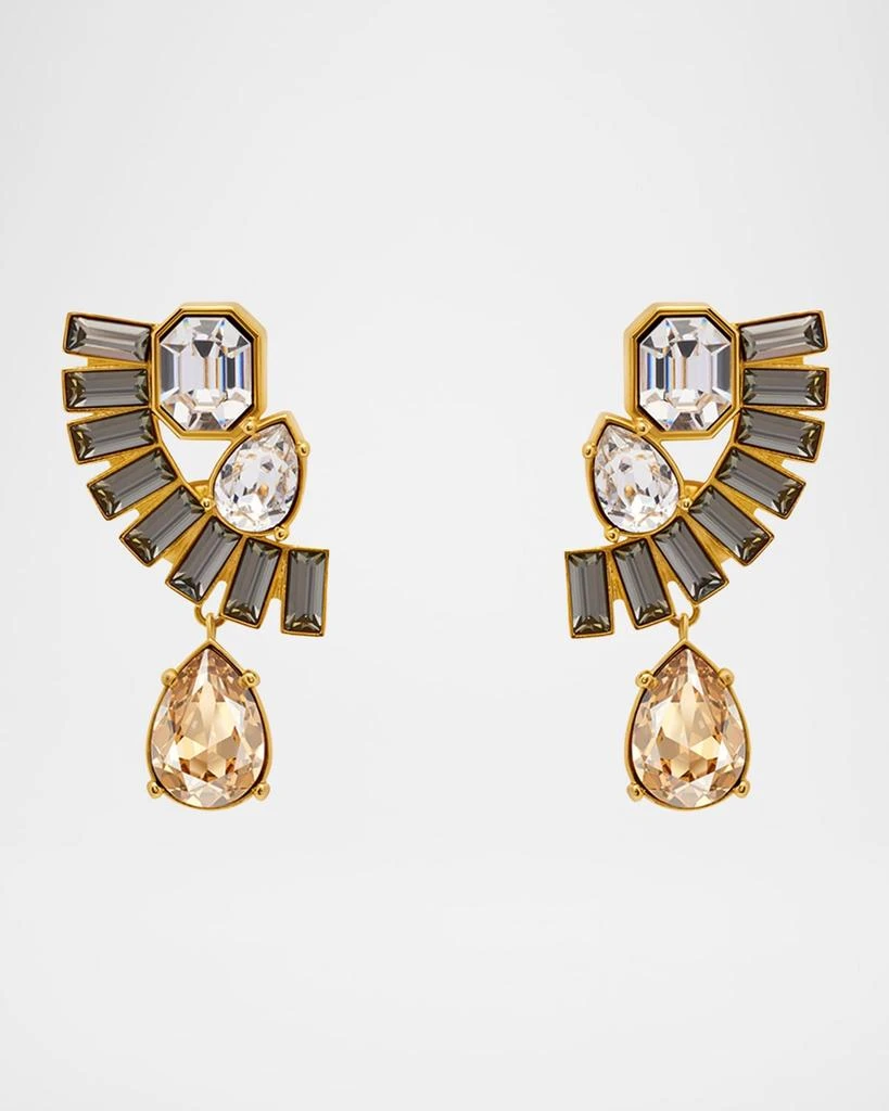 Oscar de la Renta Fan Rhinestone Clip-On Earrings