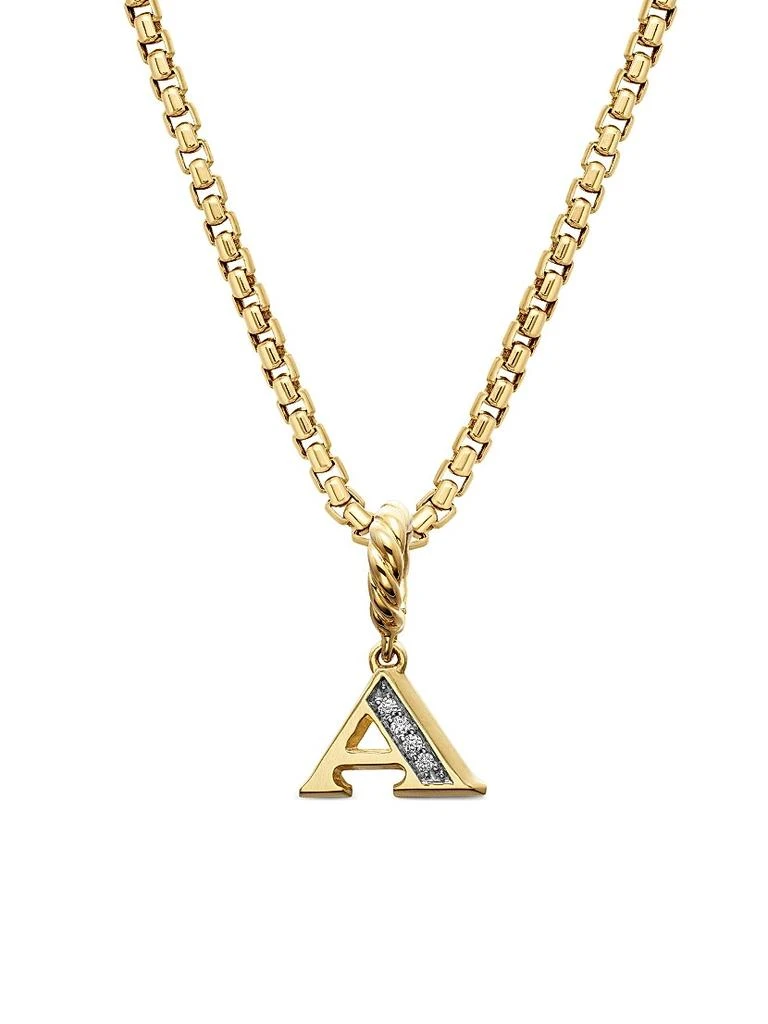 David Yurman Pavé Initial Pendant in 18K Yellow Gold 1