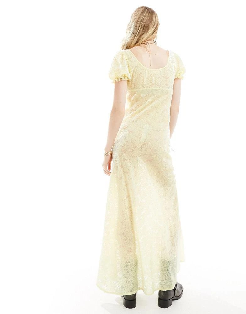 Kiss The Sky Kiss The Sky velvet burnout devore maxi dress in lemon 3