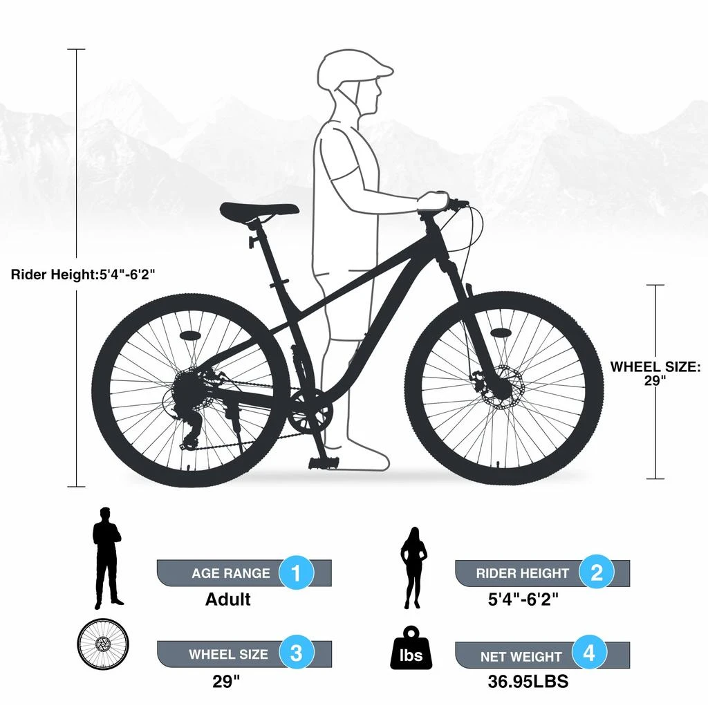Streamdale Furniture 29" Single-Speed Mountain Bike with Front Suspension 5
