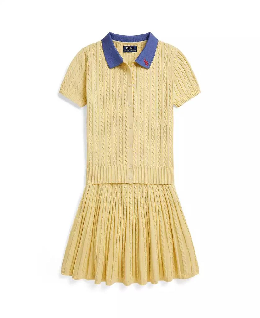 Ralph Lauren Girls
7-16 Mini-Cable Polo Cardigan and Skirt, 2-Piece Set