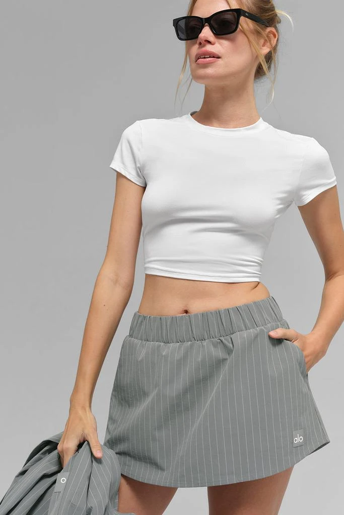 Alo Pinstripe Daylight Mini Skirt - Lunar Grey/White 1
