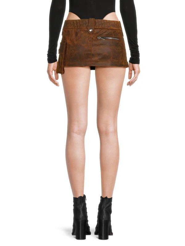 LaQuan Smith Leather Mini Moto Skirt 2