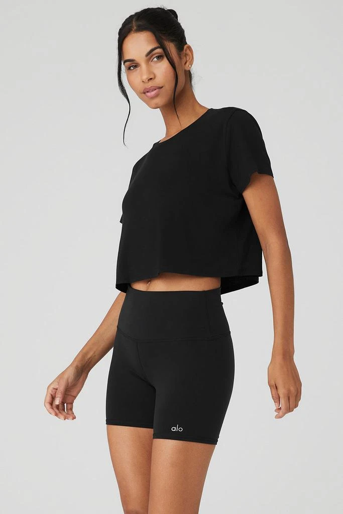 Alo Cropped All Day Short Sleeve - Black 3