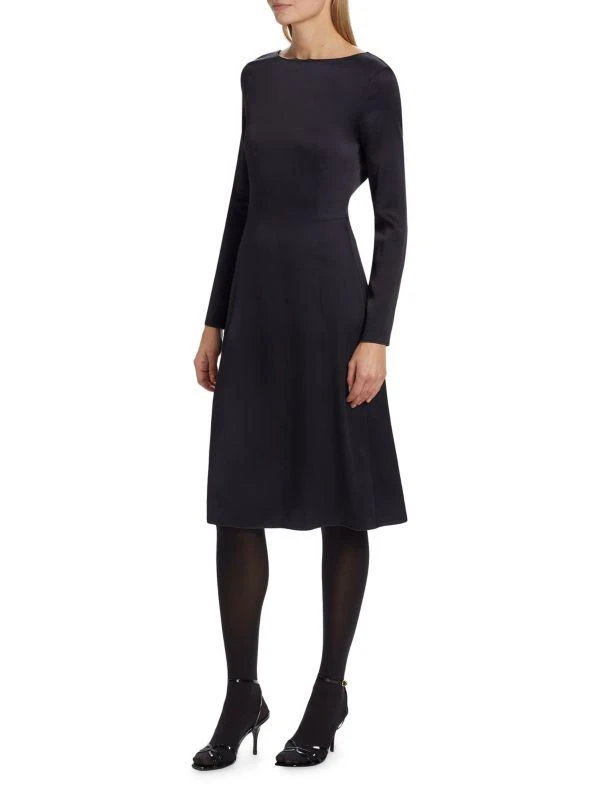 Piazza Sempione Long-Sleeve Satin Midi Dress 3
