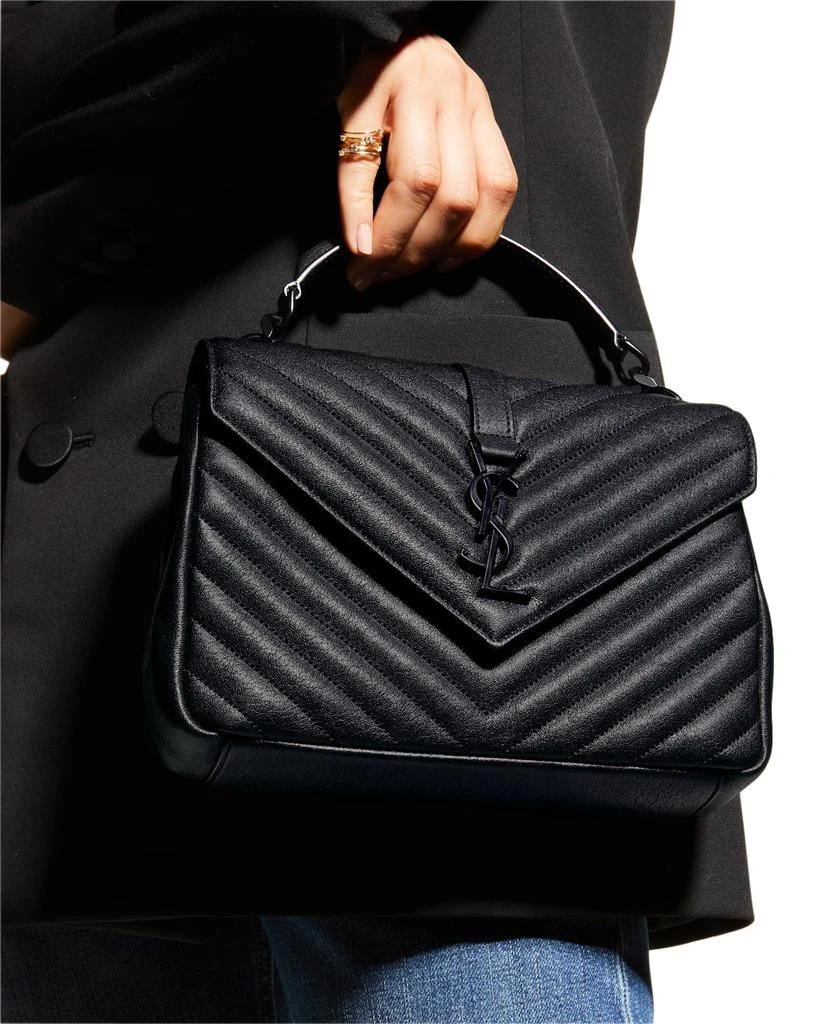 Yves Saint Laurent College Medium Flap YSL Shoulder Bag in Quilted Leather 2