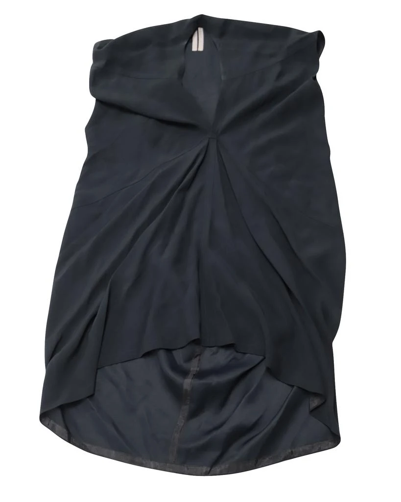 Rick Owens Draped Asymmetrical Midi Dress in Black Cupro 3