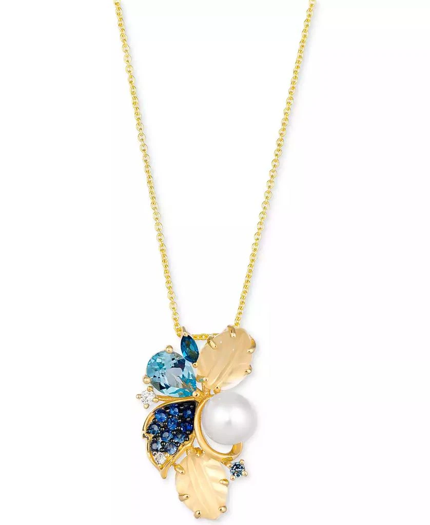 Le Vian Ombré® Multi-Gemstone (2-1/3 ct. t.w.), Vanilla Pearl (6mm), & Vanilla Diamond Accent Adjustable 20" Pendant Necklace in 14k Gold 1