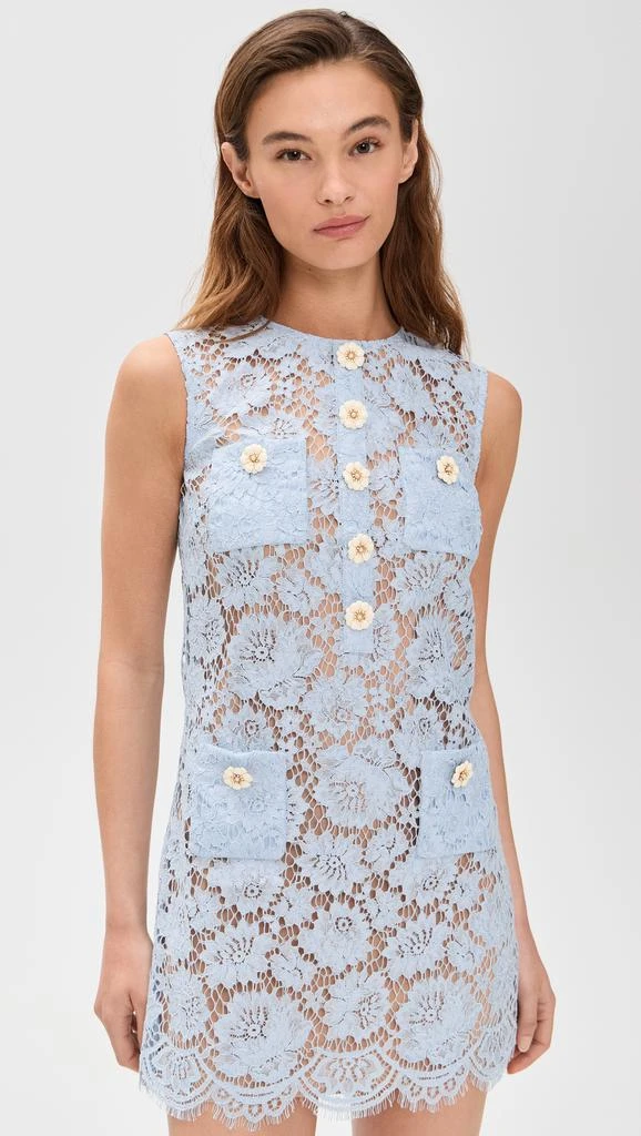 Self Portrait Blue Fine Lace Mini Dress 6