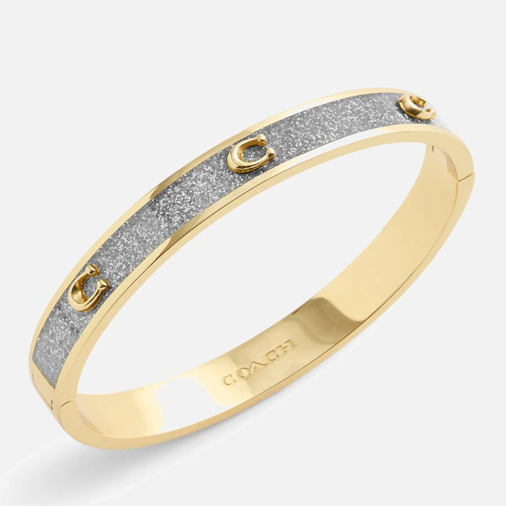 Coach Signature C Glitter Silver-Tone Bangle Bracelet 2