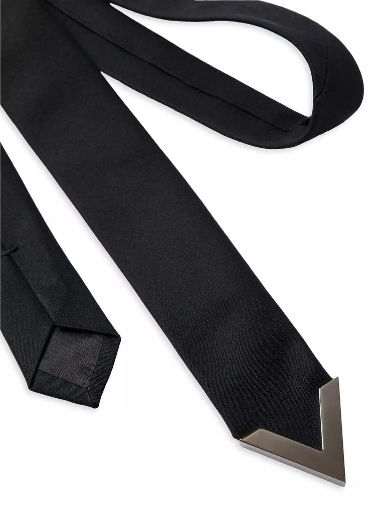 Valentino Wool and Silk Valentie Tie with Metal V Appliqué 3