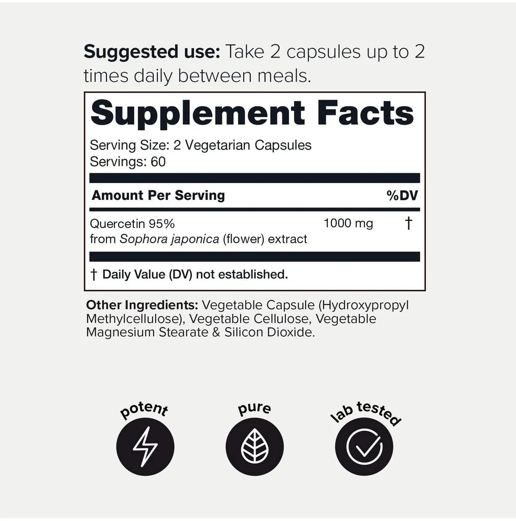 Toniiq Toniiq Ultra High Purity Quercetin Capsules - 95%+ Highly Purified and Bioavailable - 1000mg Per Serving - 120 Capsules Quercetin Supplement 2