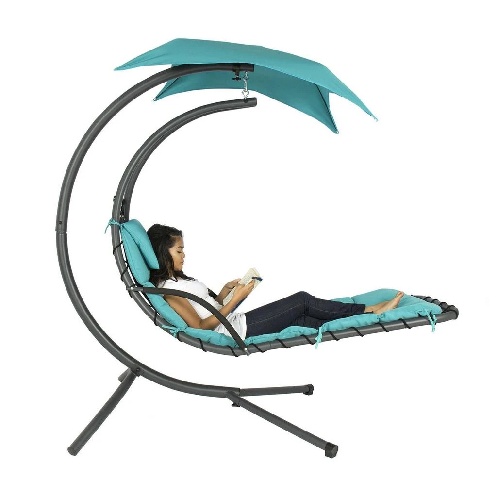 QuikFurn Teal Single Person Sturdy Modern Chaise Lounger Hammock Chair Porch Swing 3