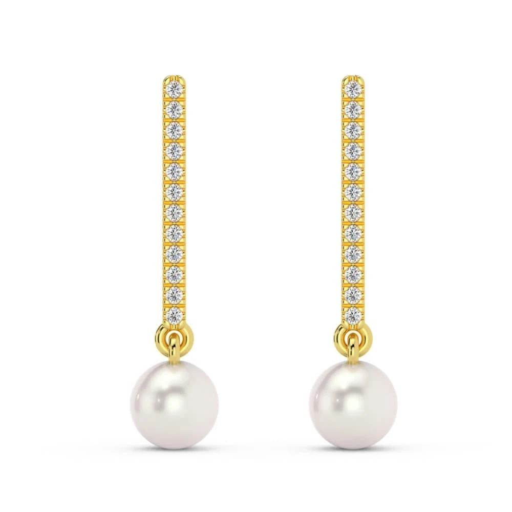 Pompeii3 6mm Pearl 
Diamond Dangle Earrings Women
s 14k Gold Tennis Earrings Lab Grown 5