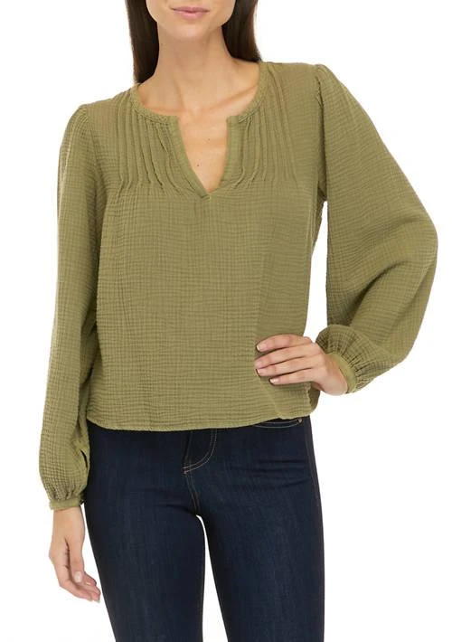 Wonderly Womens Long Sleeve Pintuck Gauze Peasant Top 1