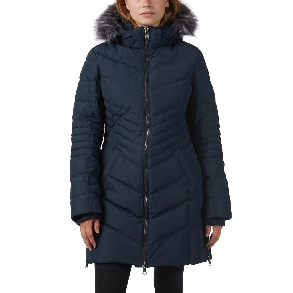 Pajar Women’s Queens Faux Fur Trim Chevron Quilt Mid Length Coat 4